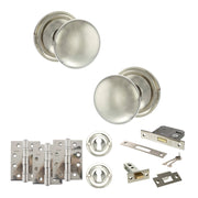 Atlantic Old English Harrogate Door Knob Pack (Lock Set - 3" Latch & Deadlock, 4" Fire Rated Hinges x3)