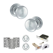 Atlantic Old English Harrogate Door Knob Pack (Lock Set - 3" Latch & Deadlock, 3" Fire Rated Hinges x3)