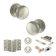 Atlantic Old English Harrogate Door Knob Pack (Lock Set - 3" Latch & Deadlock, 3" Fire Rated Hinges x3)