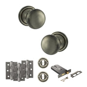 Atlantic Old English Harrogate Door Knob Pack (Lock Set - Horizontal Sashlock, 3" Fire Rated Hinges x3)