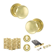 Atlantic Old English Harrogate Door Knob Pack (Lock Set - Horizontal Sashlock, 3" Fire Rated Hinges x3)