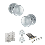 Atlantic Old English Harrogate Door Knob Pack (Lock Set - Horizontal Sashlock, 4" Slim Knuckle Hinges x2)