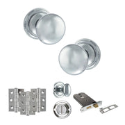 Atlantic Old English Harrogate Door Knob Pack (Lock Set - Horizontal Bathlock, 3" Fire Rated Hinges x3)