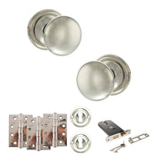 Atlantic Old English Harrogate Door Knob Pack (Lock Set - Horizontal Sashlock, 4" Fire Rated Hinges x3)