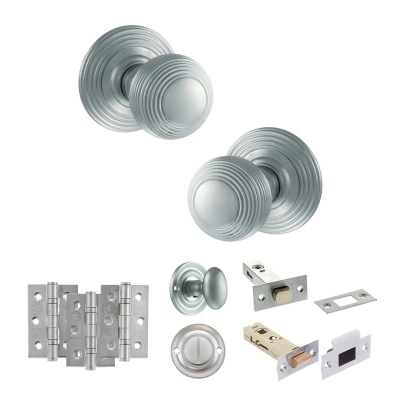 Atlantic Old English Ripon Door Knob Pack (Bathroom Set - 3" Deadbolt, 3" Fire Rated Hinges x3)