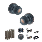 Atlantic Old English Ripon Door Knob Pack (Bathroom Set - 4" Deadbolt, 4" Slim Knuckle Hinges x2)