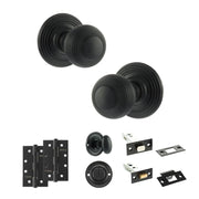Atlantic Old English Ripon Door Knob Pack (Bathroom Set - 4" Deadbolt, 4" Slim Knuckle Hinges x2)