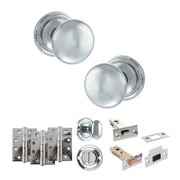Atlantic Old English Harrogate Door Knob Pack (Bathroom Set - 4" Deadbolt, 4" Fire Rated Hinges x3)