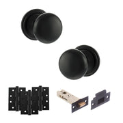 Atlantic Old English Harrogate Door Knob Pack (Latch Set - 3" HD Latch, 4" Fire Rated Hinges x3)