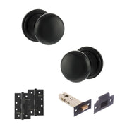 Atlantic Old English Harrogate Door Knob Pack (Latch Set - 4" HD Latch, 4" Slim Knuckle Hinges x2)