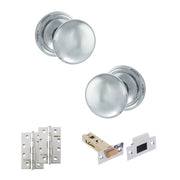 Atlantic Old English Harrogate Door Knob Pack (Latch Set - 4" HD Latch, 4" Slim Knuckle Hinges x2)