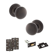 Atlantic Old English Harrogate Door Knob Pack (Latch Set - 4" HD Latch, 4" Slim Knuckle Hinges x2)