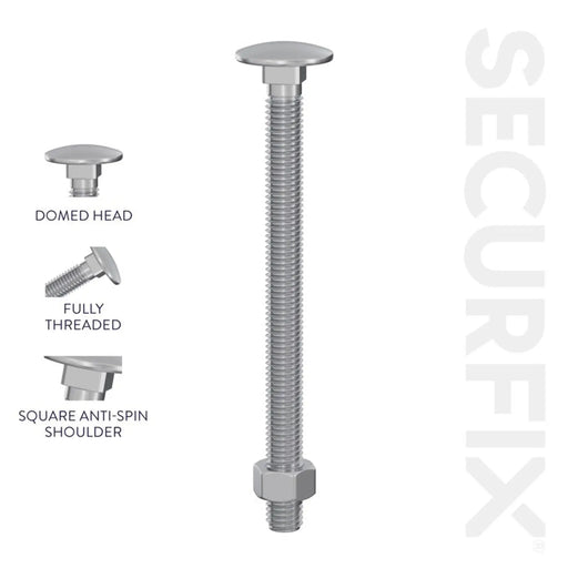 Carriage Bolts With Hex Nuts M6 x 1 ½"-M6x40mm | Pack of 200