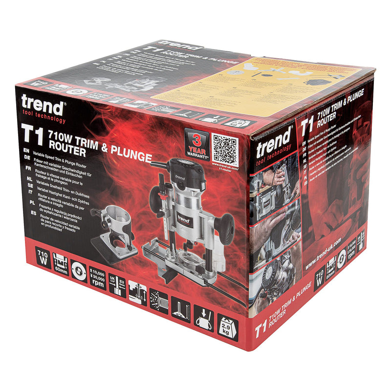 T1EPS - 710W ¼” Dual-Base Trim & Plunge Router 240V UK & Ireland only