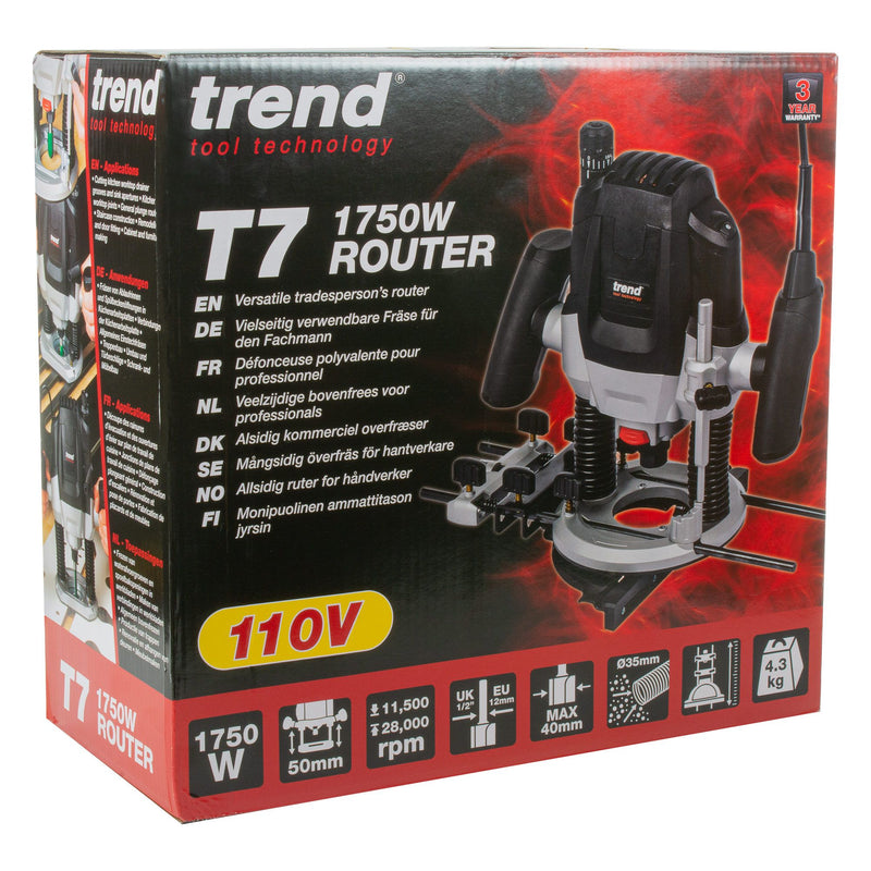 T7ELK - 1750W 1/2 inch Variable Speed Plunge Router 110V 16A UK & Ireland only
