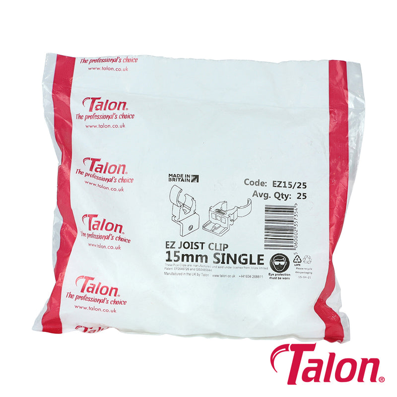 Talon EZ Joist Pipe Clips White - 15mm