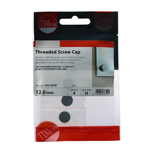TIMCO Threaded Screw Caps Solid Brass Polished Brass - 12mm