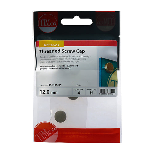 TIMCO Threaded Screw Caps Solid Brass Polished Brass - 12mm
