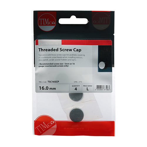 TIMCO Threaded Screw Caps Solid Brass — Trade Pack