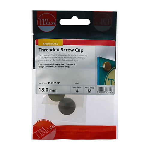 TIMCO Threaded Screw Caps Solid Brass — Trade Pack