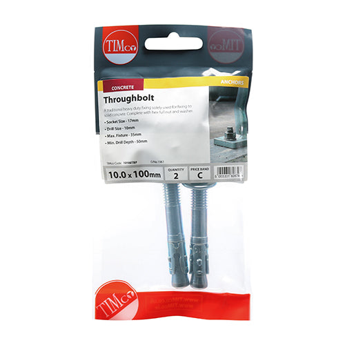 TIMCO Roofing Bolts & Square Nuts Silver - M5 x 12