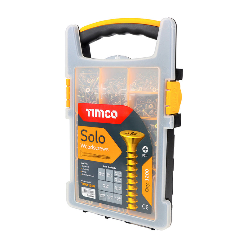 TIMCO Solo Countersunk Gold Woodscrews Mixed Tray - 1200pcs