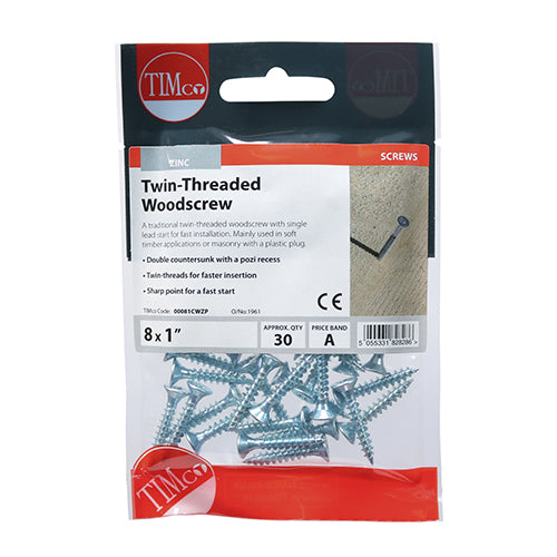 TIMCO Twin-Threaded Countersunk Silver Woodscrews — Trade Pack