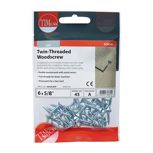TIMCO Twin-Threaded Countersunk Silver Woodscrews — Trade Pack