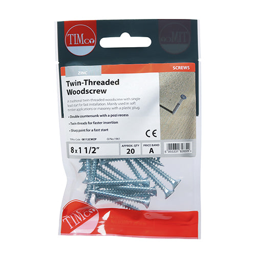 TIMCO Twin-Threaded Countersunk Silver Woodscrews — Trade Pack