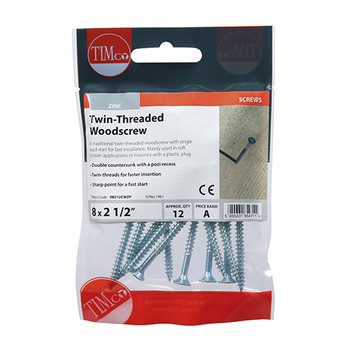 TIMCO Twin-Threaded Countersunk Silver Woodscrews — Trade Pack