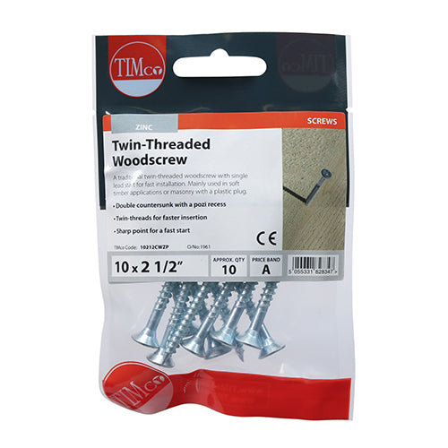 TIMCO Twin-Threaded Countersunk Silver Woodscrews — Trade Pack