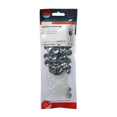 TIMCO Two Piece Screw Caps Black - To fit 3.5 to 4.2 Screw