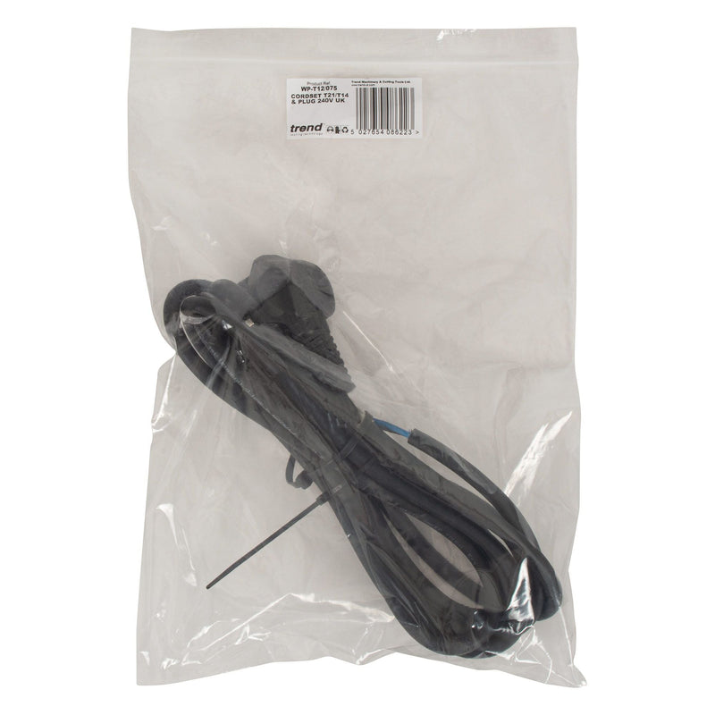 WP-T12/075 - 2 core cable and plug 240V UK T12 and T14