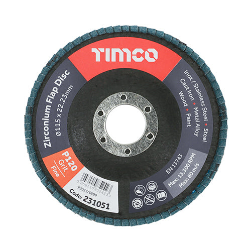 TIMCO Flap Disc Zirconium Type 29 Conical Grit — Pack